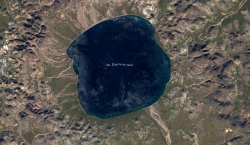 Озеро Эльгыгытгын со спутника