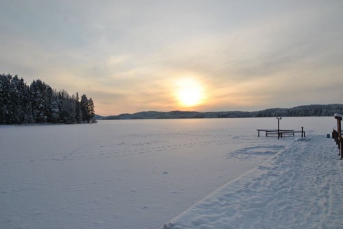 Озеро Янисъярви зимой