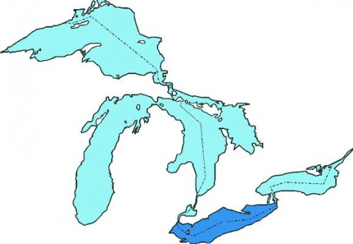 Озеро Эри на карте