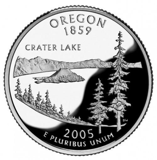 Озеро Крейтер на монете 25 центов США