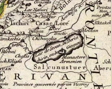 Озеро Севан на карте Гийома Делиля